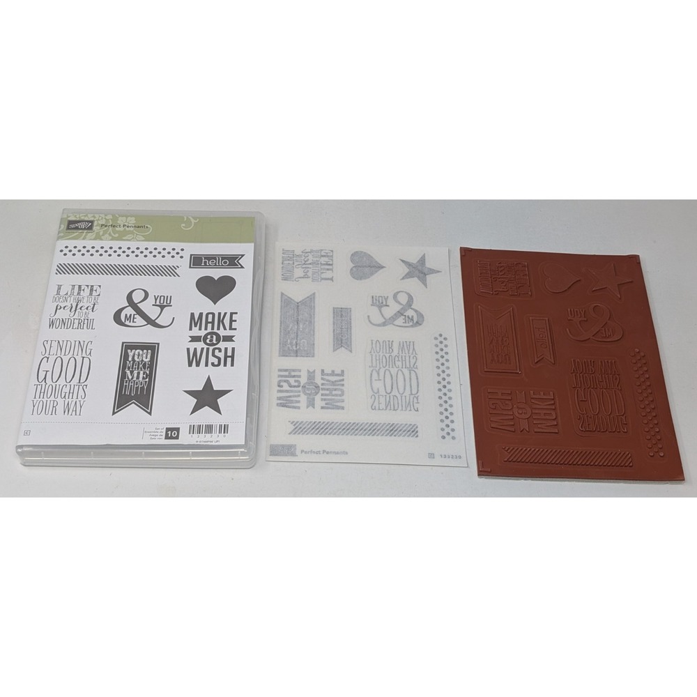 Stampin Up Perfect Pennants Rubber Stamp Set‎ 133230 Words Sayings